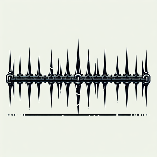 Horizontal bar with spikes. Trap. 2d..
Single Game Texture. In-Game asset. 2d. Blank background. High contrast. No shadows.