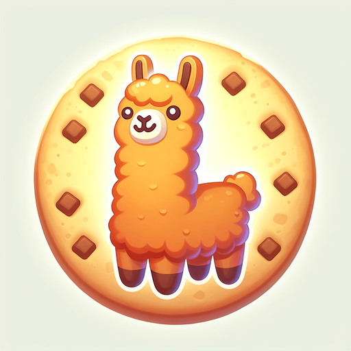 a llama-shaped cookie.
Single Game Texture. In-Game asset. 2d. Blank background. High contrast. No shadows.