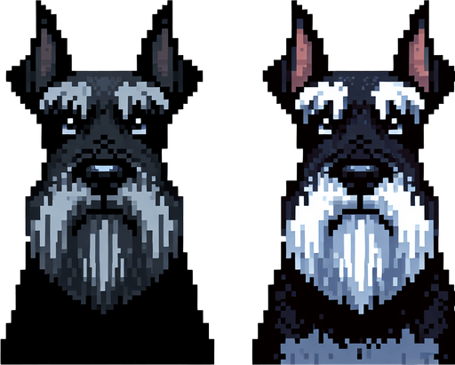 pixel art Giant Schnauzer.
Single Game Texture. In-Game asset. 2d. Blank background. High contrast. No shadows.