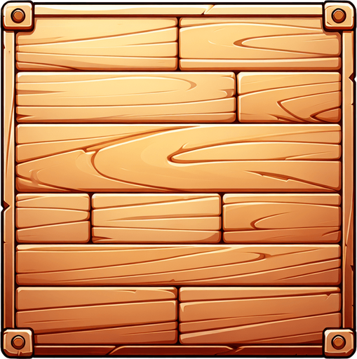 Cartoon. Wood board. In game asset. Single Game Texture. In-Game asset. 2d. Blank background. High contrast. No shadows.