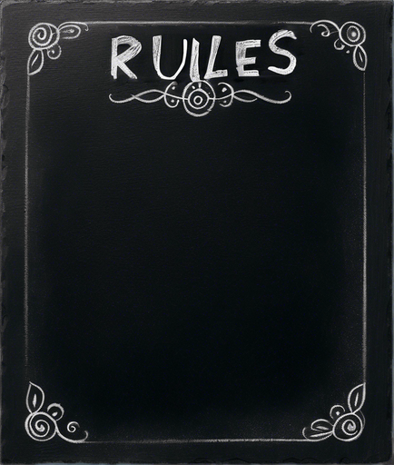 "RULES" handwritten in chalk