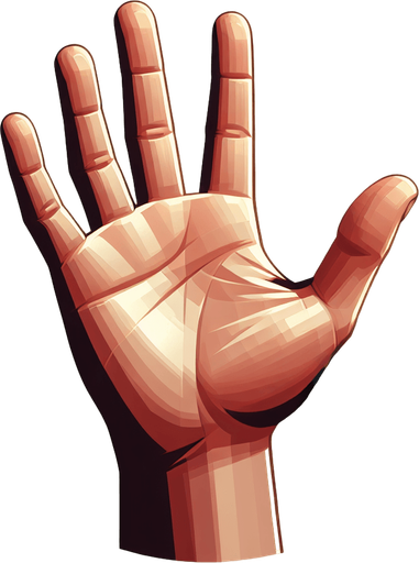 hand.
Single Game Texture. In-Game asset. 2d. Blank background. High contrast. No shadows.