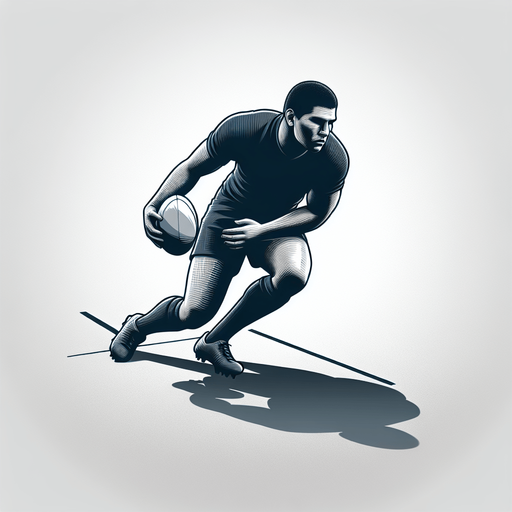 Joueur de rugby qui sont les adversaires tout seule qui s’apprête à plaquer.
Single Game Texture. In-Game asset. 2d. Blank background. High contrast. No shadows.