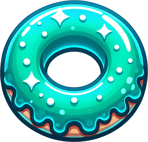 Vibrant teal candy. cartoon. Sugar ring.
Game asset. 2d. Blank background. High contrast. No shadows.