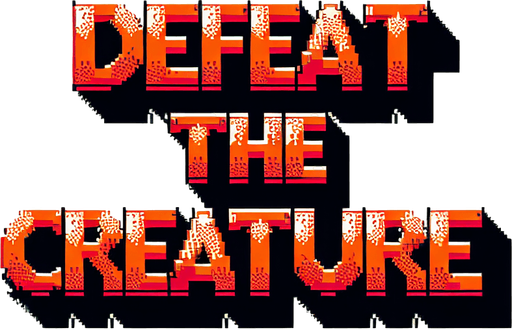 Text that says Defeat the creature, I want the art style to reflect a classic 16-bit retro pixel art aesthetic, reminiscent of early 1990s RPGs.
Single Game Texture. In-Game asset. 2d. Blank background. High contrast. No shadows.