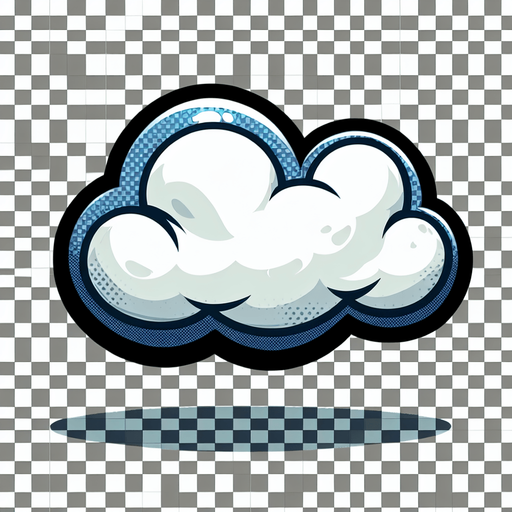 A cloud in a comic style Single Game Texture. In-Game asset. 2d. Blank background. High contrast. No shadows.