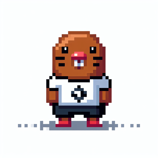 pixel art. mole standing up. soccer t-shirt.
Single Game Texture. In-Game asset. 2d. Blank background. High contrast. No shadows.