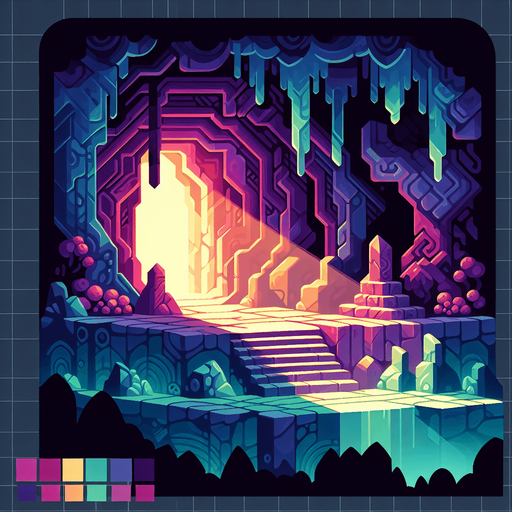 Mystic cavern.
Single Game Texture. In-Game asset. 2d. Blank background. High contrast. No shadows.