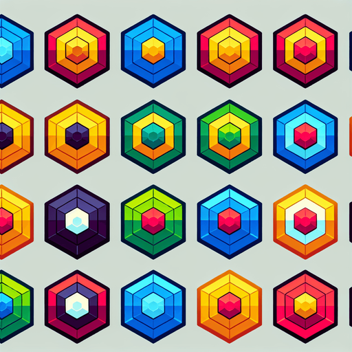 Hexagonal target sprite sheet. Bright colors, cartoon.
Single Game Texture. In-Game asset. 2d. Blank background. High contrast. No shadows.