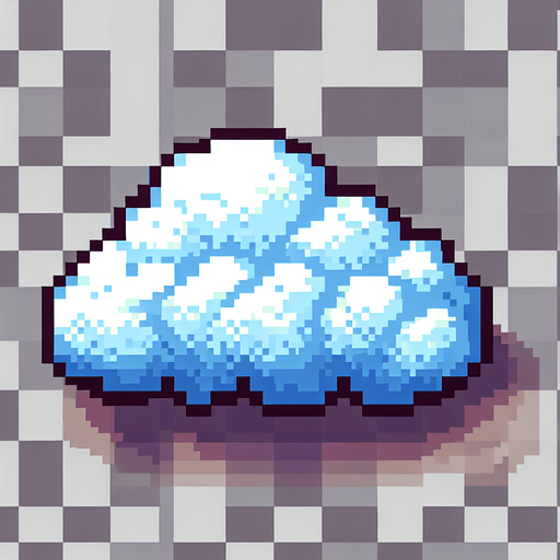 a pixel cloud.
Single Game Texture. In-Game asset. 2d. Blank background. High contrast. No shadows.