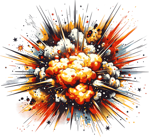 Explosion.
Single Game Texture. In-Game asset. 2d. Blank background. High contrast. No shadows.