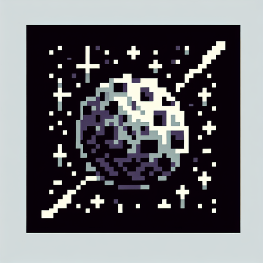 a pixelated asteroid.
Single Game Texture. In-Game asset. 2d. Blank background. High contrast. No shadows.