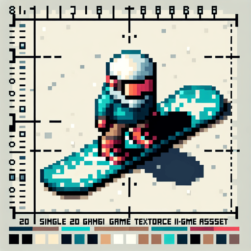 snowboarder. top-view. gta 2. seen from above. Single Game Texture. In-Game asset. 2d. Blank background. High contrast. No shadows. pixelated. 8 bit