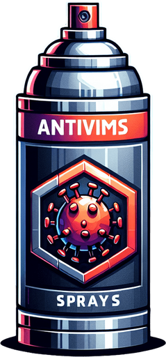 an anti virus spray.
Single Game Texture. In-Game asset. 2d. Blank background. High contrast. No shadows.