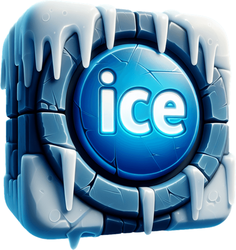 a button that is dripping with icicles that says "ice".
Single Game Texture. In-Game asset. 2d. Blank background. High contrast. No shadows.