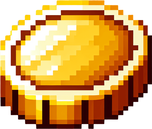 A smooth round gold coin. Pixelart. Single Game Texture. In-Game asset. 2d. Blank background. High contrast. No shadows.