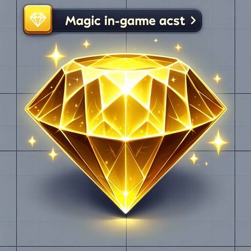 Magic Yellow Diamond Gem.
Single Game Texture. In-Game asset. 2d. Blank background. High contrast. No shadows.