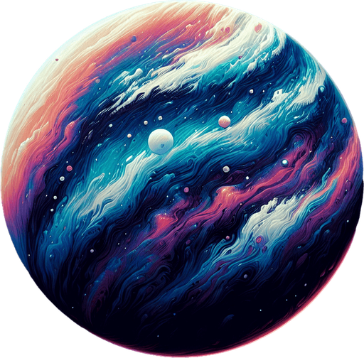 Imagined cosmic planet.
Single Game Texture. In-Game asset. 2d. Blank background. High contrast. No shadows.