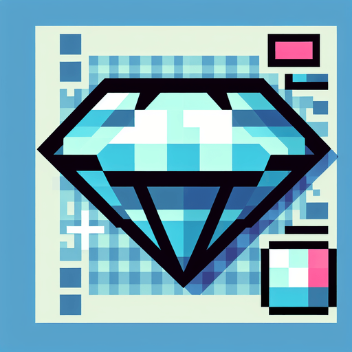 8bit cartoon diamond..
Single Game Texture. In-Game asset. 2d. Blank background. High contrast. No shadows.