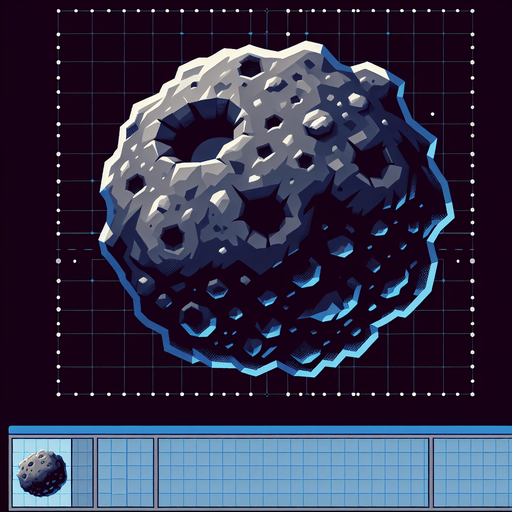 asteroid.
Single Game Texture. In-Game asset. 2d. Blank background. High contrast. No shadows.