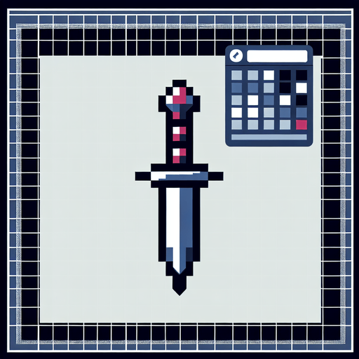 dagger pointing down
Single Game Texture. In-Game asset. 2d. Blank background. High contrast. No shadows. pixel. 8 bit