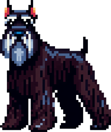 pixel art Giant Schnauzer.
Single Game Texture. In-Game asset. 2d. Blank background. High contrast. No shadows.