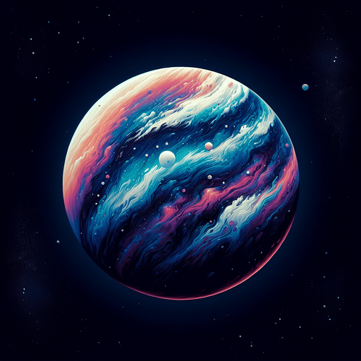 Imagined cosmic planet.
Single Game Texture. In-Game asset. 2d. Blank background. High contrast. No shadows.