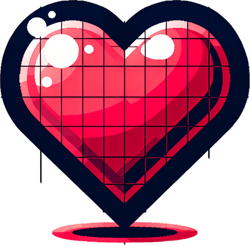 heart.
Single Game Texture. In-Game asset. 2d. Blank background. High contrast. No shadows.