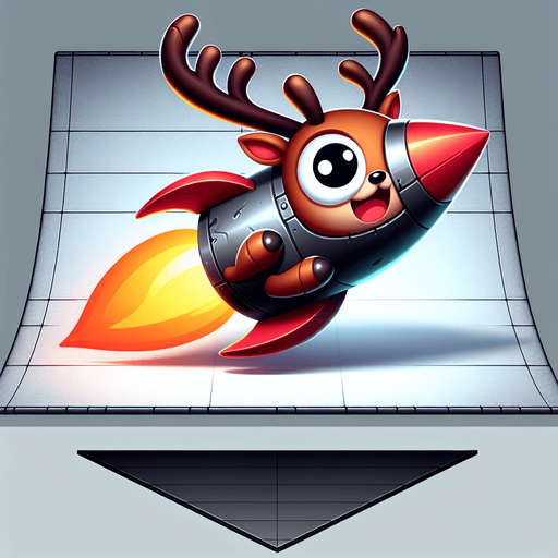 A reindeer on a rocket.
Single Game Texture. In-Game asset. 2d. Blank background. High contrast. No shadows.