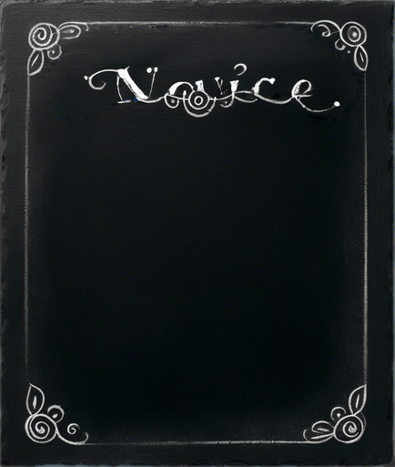 Text "NOVICE BREW" handwritten in white chalk