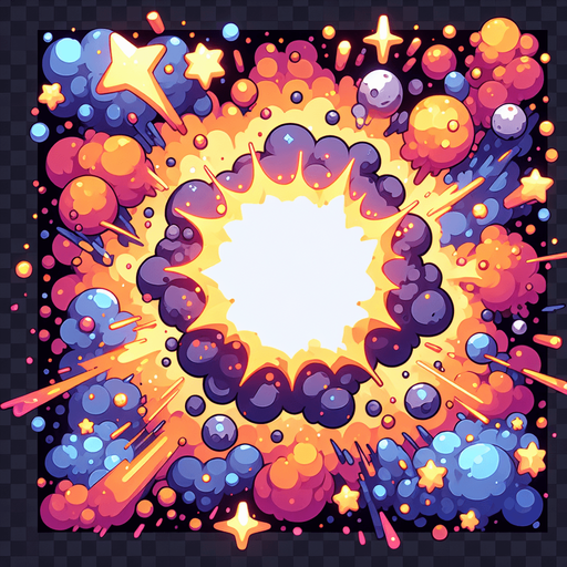 explosion frame.
Single Game Texture. In-Game asset. 2d. Blank background. High contrast. No shadows.