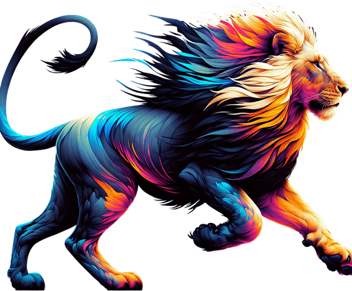 running lion, facing left, no background.
Single Game Texture. In-Game asset. 2d. Blank background. High contrast. No shadows.