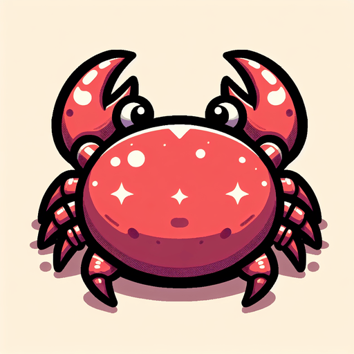 create a cartoon-style illustration of a crab from the back.
Single Game Texture. In-Game asset. 2d. Blank background. High contrast. No shadows.