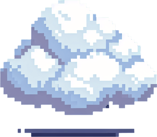 pixelart. A beautiful small puffy white cloud..
Single Game Texture. In-Game asset. 2d. Blank background. High contrast. No shadows.