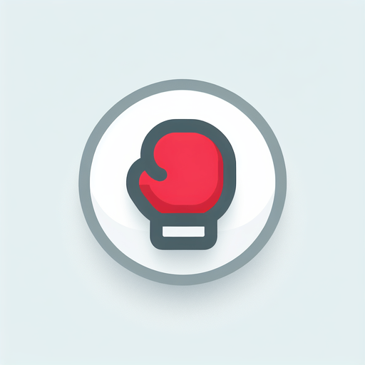 basic light gray convex round button with a red boxing glove icon.
UI