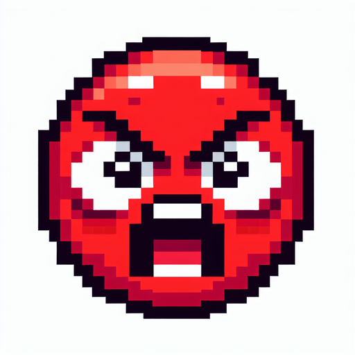 pixel art of a red angry reaction emoji.