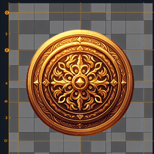 gold coin.
Single Game Texture. In-Game asset. 2d. Blank background. High contrast. No shadows.