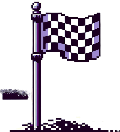 Finish flag.
Retro gaming style