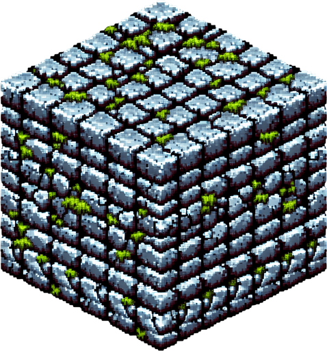 8 bit stone brick dungeon floor with a tiny amount of moss with tinny little bricks and very low contrast make it  darker to.
Single Game Texture. In-Game asset. 2d. Blank background.. No shadows.