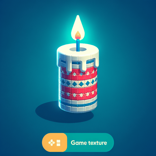 a christmas candle. plastic style. Single Game Texture. In-Game asset. 2d. Blank background. High contrast. No shadows.