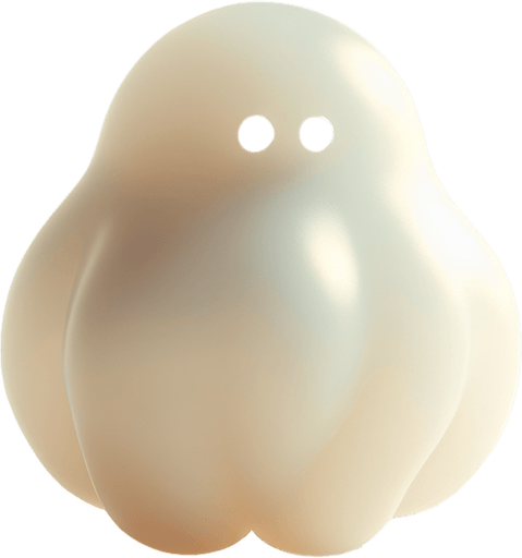 minimal white translucid blob character (like in blobby volley)...