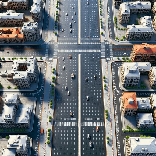 closeup  Yerevan street view from top, asphalt  road, 2d game.
Single Game Texture. In-Game asset. 2d. Blank background. High contrast. No shadows.