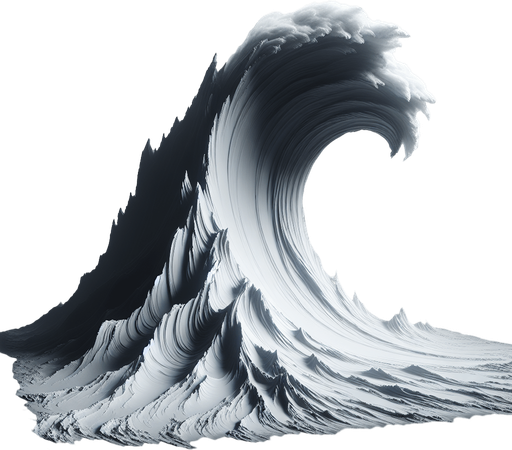 cresting wave.
Single Game Texture. In-Game asset. 2d. Blank background. High contrast. No shadows.