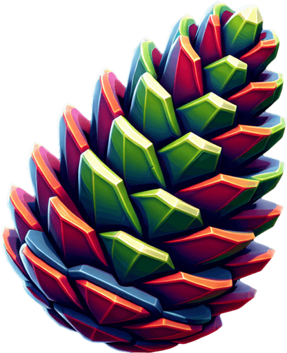 a christmas pine cone. plastic style. Single Game Texture. In-Game asset. 2d. Blank background. High contrast. No shadows.