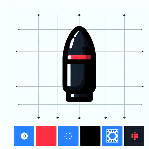 make a single black bullet with 5 red lines..
Single Game Texture. In-Game asset. 2d. Blank background. medium contrast. No shadows. cartoony. birdside view. full body. not facing the camera