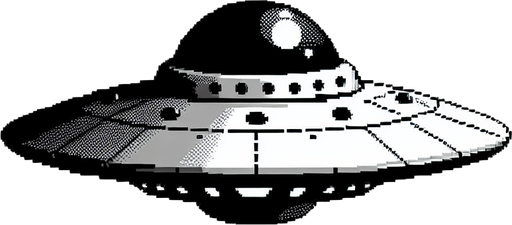 a 2d ufo sideview.
Single Game Texture. In-Game asset. 2d. Blank background. High contrast. No shadows.