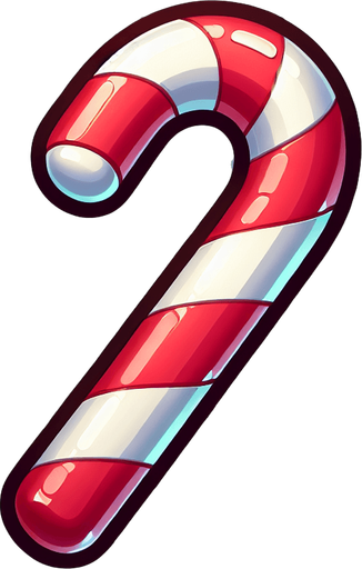 a christmas candy cane. plastic style. Single Game Texture. In-Game asset. 2d. Blank background. High contrast. No shadows.