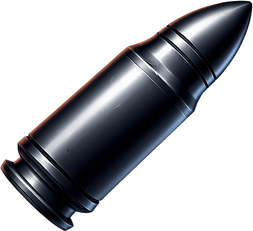 Bullet.
Single Game Texture. In-Game asset. 2d. Blank background. High contrast. No shadows.