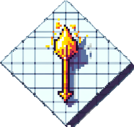 a yellow fire arrow, pointing up. top down view. pixelart. vertical. Single Game Texture. In-Game asset. 2d. Blank background. High contrast. No shadows.