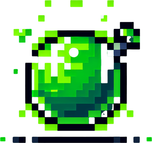 a green poison sphere, I want the art style to reflect a classic 16-bit retro pixel art aesthetic, reminiscent of early 1990s RPGs..
Single Game Texture. In-Game asset. 2d. Blank background. High contrast. No shadows.